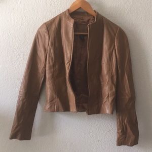 BCBG Maxazria light brown leather jacket